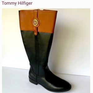Tommy Hilfiger Wide Calf Riding Boots Two-toned